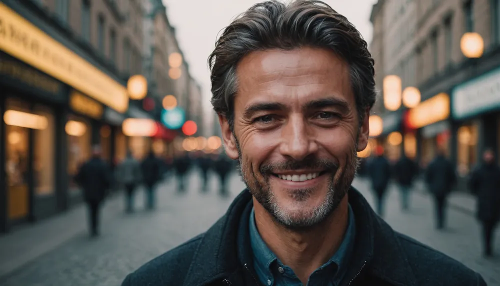 A professional portrait of a smiling man